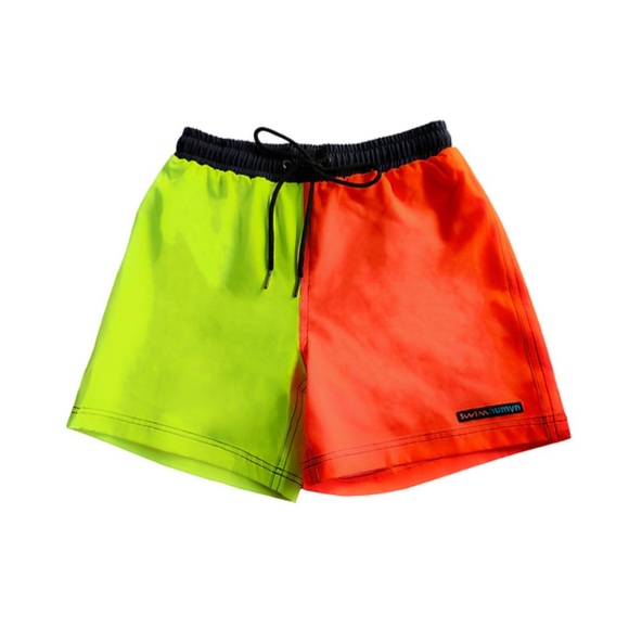 SwimHumyn hi vis swim suit shorts and t-shirt rash guard EUC - Picture 2 of 8